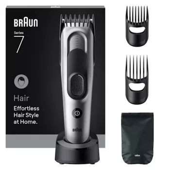 Braun HC7590 plaukų kirpimo mašinėlė juoda/sidabrinė, 17 ilgio nustatymų, NiMH