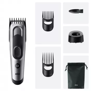 Braun HC7590 plaukų kirpimo mašinėlė juoda/sidabrinė, 17 ilgio nustatymų, NiMH