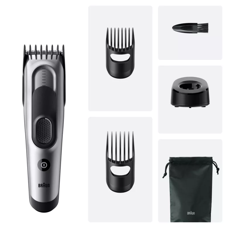 Braun HC7590 plaukų kirpimo mašinėlė juoda/sidabrinė, 17 ilgio nustatymų, NiMH