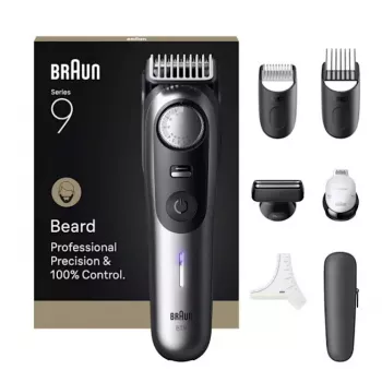 Braun BeardTrimmer 9 BT9520 barzdaskutė, baterija 52, 2 cm, šlapiam ir sausam naudojimui, juoda, pilka