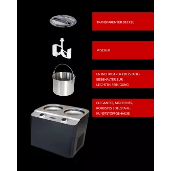 Unold Doppio ledų gaminimo aparatas su kompresoriumi 2,4 l 250 W juodas, satino plienas