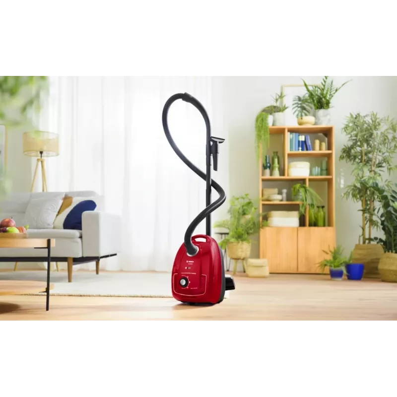 Bosch Serie 4 BGD38RD1H būgninis dulkių siurblys, 600 W, 4 L dulkių maišas, sausas valymas, raudonas
