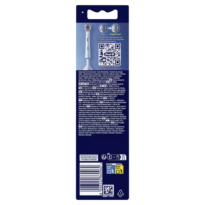 Šepetėlių galvutės Oral-B 860960 4 vnt., balti keičiamieji antgaliai
