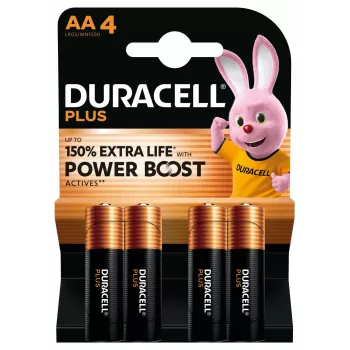 Duracell Plus AA šarminės vienkartinės baterijos, 1,5 V, 4 vnt., 50 mm