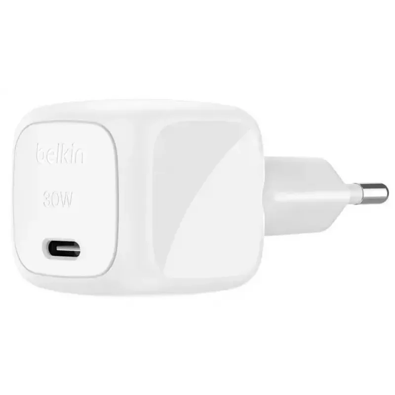 Įkroviklis Belkin WCA008kq1MWH-B6 30 W USB-C greitasis įkrovimas nešiojamam kompiuteriui, išmaniajam telefonui, planšetei, baltas