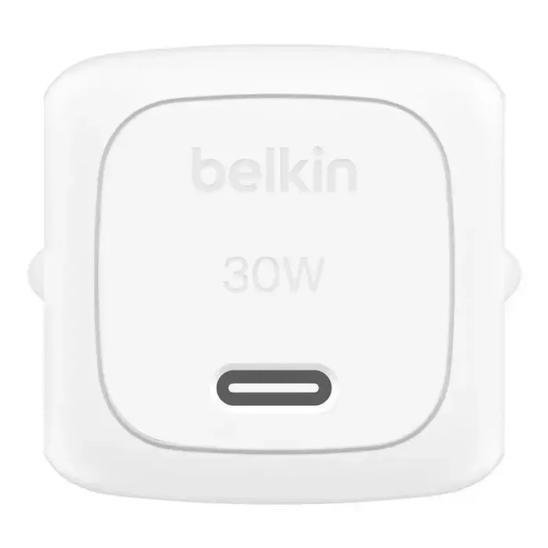 Įkroviklis Belkin WCA008kq1MWH-B6 30 W USB-C greitasis įkrovimas nešiojamam kompiuteriui, išmaniajam telefonui, planšetei, baltas
