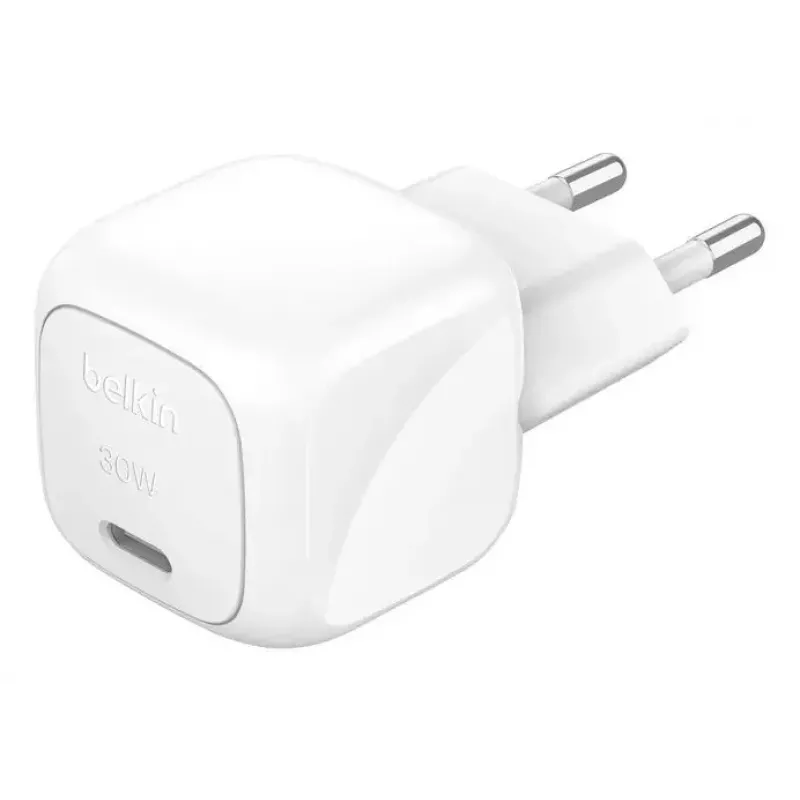 Įkroviklis Belkin WCA008kq1MWH-B6 30 W USB-C greitasis įkrovimas nešiojamam kompiuteriui, išmaniajam telefonui, planšetei, baltas