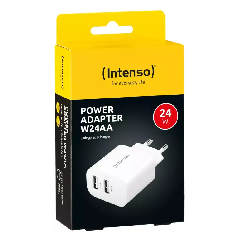 Intenso POWER ADAPTER 2XUSB-A 7802412 universalus baltas sieninis įkroviklis