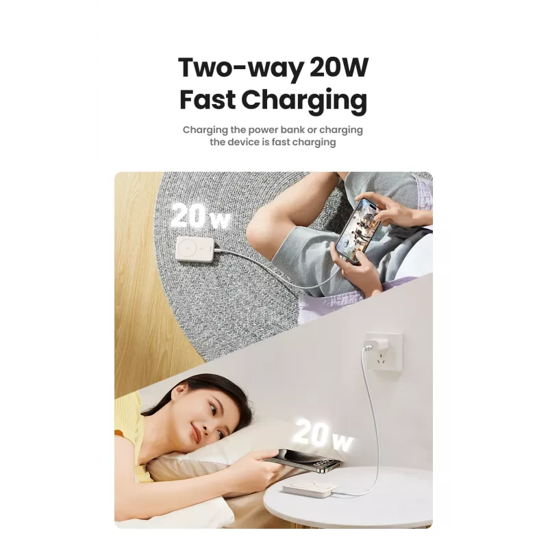 Ugreen 25208 Power Bank 10000 mAh su belaidžiu įkrovimu Smėlio spalvos