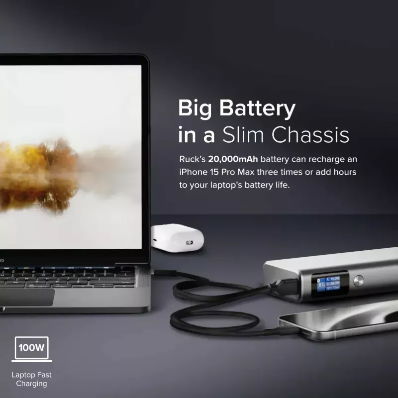 Power Bank ALOGIC Ruck 20000mAh, 130W USB įkrovimas