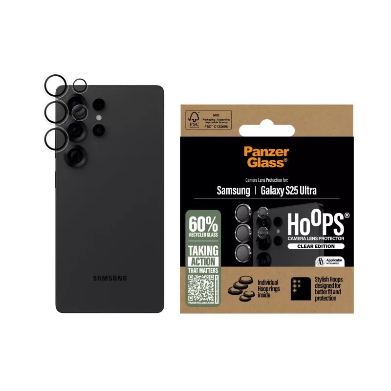 PanzerGlass ® Hoops® kameros objektyvo apsauga skaidri, skirta Samsung Galaxy S25 Ultra