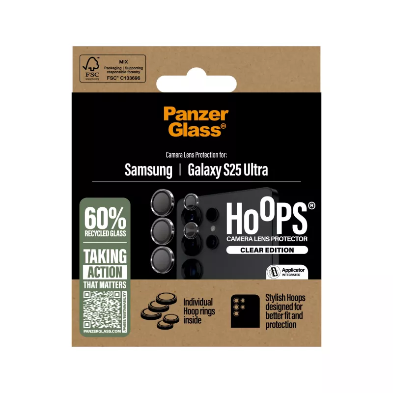 PanzerGlass ® Hoops® kameros objektyvo apsauga skaidri, skirta Samsung Galaxy S25 Ultra