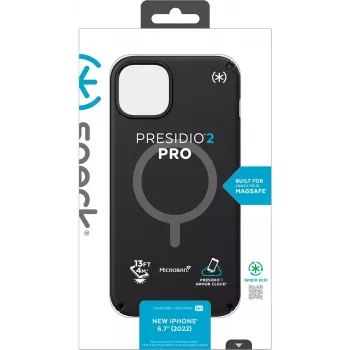 Speck Presidio2 Pro + MS Apple iPhone 14 Plus/15 Plus Juodas - su Microban tvirtas dėklas