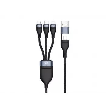 Conceptronic ETTA06B15 USB 3-in-1 PD 3.0 100W greito įkrovimo laidas 1,5 m, 20V 5A, 480Mbps, E-Mark
