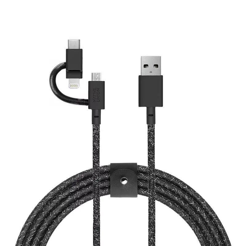 USB laidas Native Union BELT-ULC-CS-BLK-NP 2m USB A USB C/Micro USB A/Lightning juodas