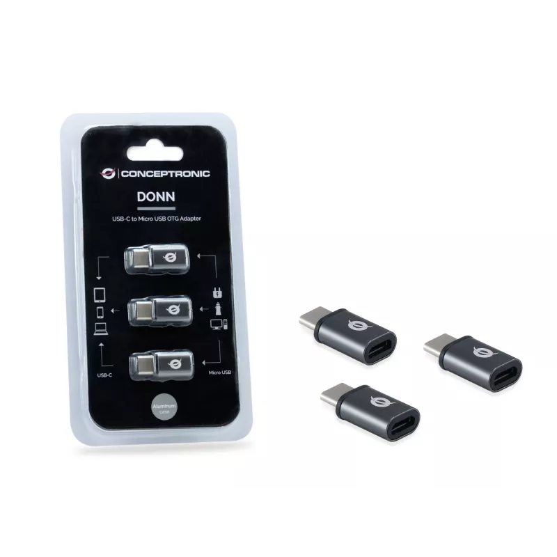 Conceptronic DONN USB-C į Micro USB OTG adapteris 3 vnt. pakuotė