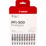Canon PFI-300 rašalo kasetės 10 vnt. Originalios juoda, mėlyna, žydra, pilka, rausvai violetinė, fotomagenta, raudona, geltona