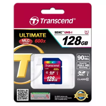 Flash atminties kortelė Transcend 128GB SDXC UHS-I 600x TS128GSDXC10U1