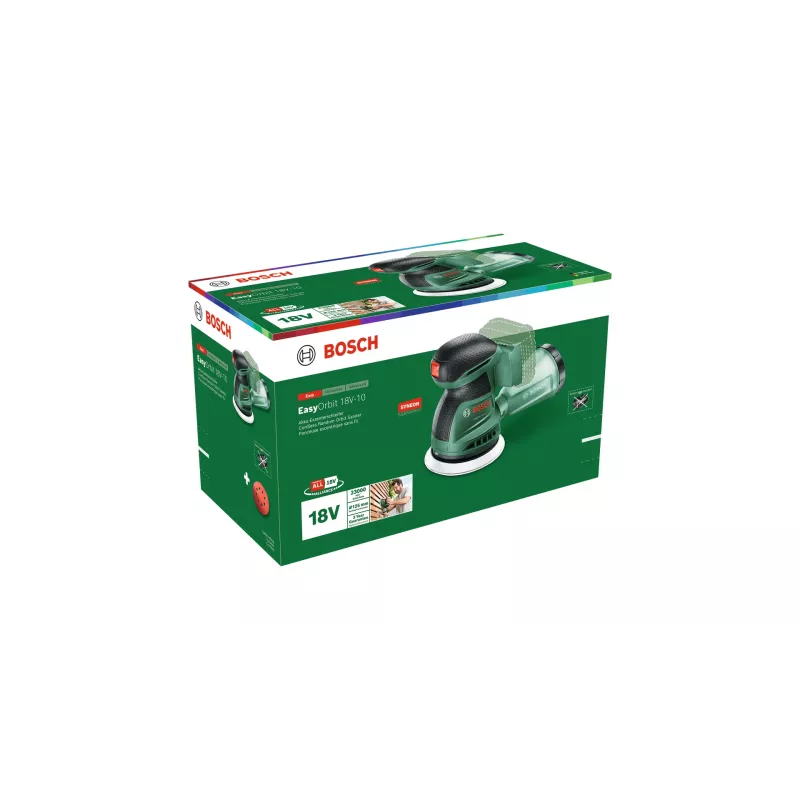Bosch EasyOrbit 18V-10 (be akumuliatoriaus ir įkroviklio), orbitinis šlifuoklis, juodas/žalias, 23000 OPM, 1 mm