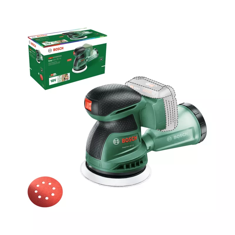 Bosch EasyOrbit 18V-10 (be akumuliatoriaus ir įkroviklio), orbitinis šlifuoklis, juodas/žalias, 23000 OPM, 1 mm