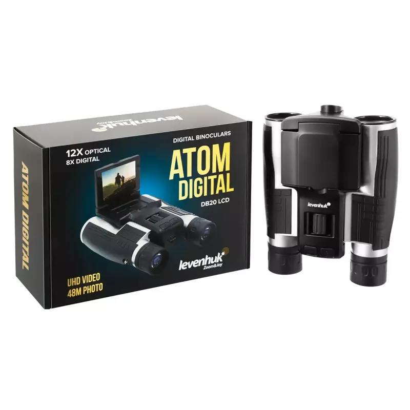 Žiūronai Levenhuk Atom DB20 20× su įmontuota 2 MP kamera ir LCD ekranu