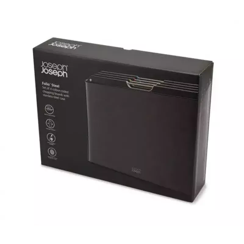 Pjaustymo lentelių rinkinys Joseph Joseph Folio Steel Carbon 4 vnt. 356x263 mm