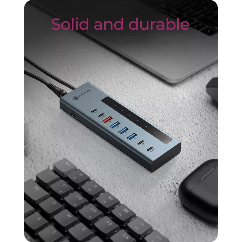RAIDSONIC ICY BOX 9-in-1 USB-C / USB-A centrinis įrenginys su Power Delivery, mėlynas aliuminis