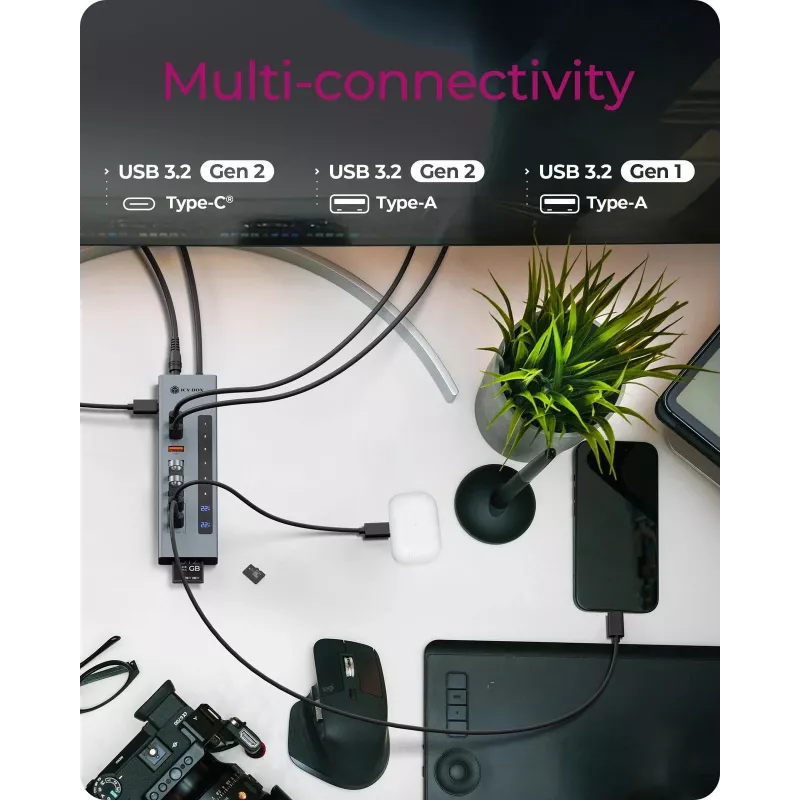 ICY BOX 11-in-1 USB Type-C stotelė su kortelių skaitytuvu ir PD