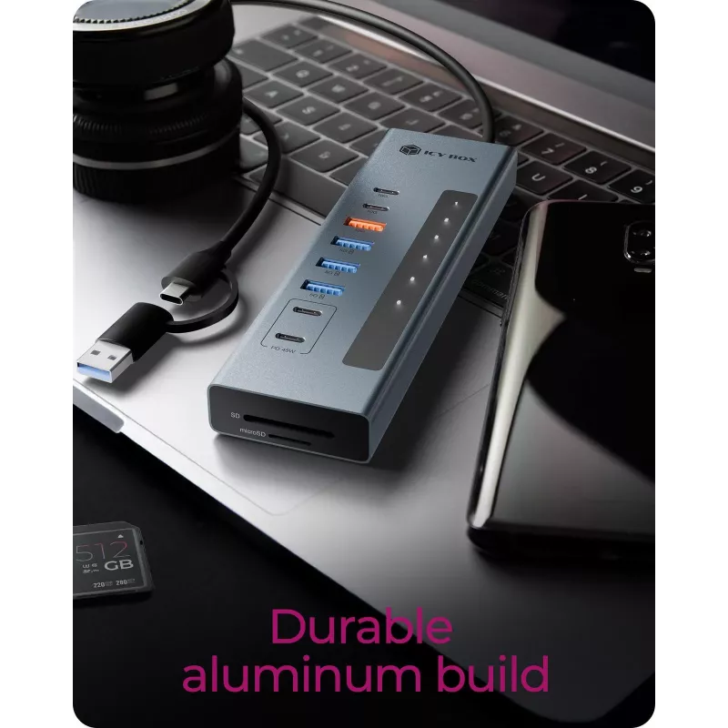 ICY BOX 11-in-1 USB Type-C stotelė su kortelių skaitytuvu ir PD
