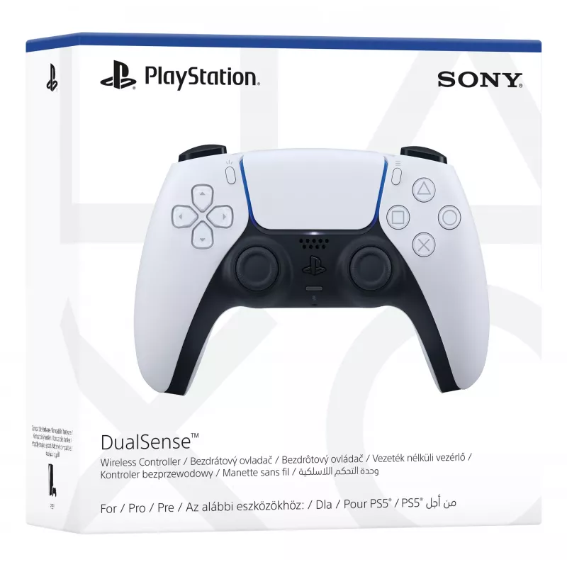 Žaidimų pultas Sony DualSense V2 juodas baltas – belaidis ir laidinis Bluetooth/USB, skirtas PS5, PC, Mac, iOS, Android, 0,28 kg