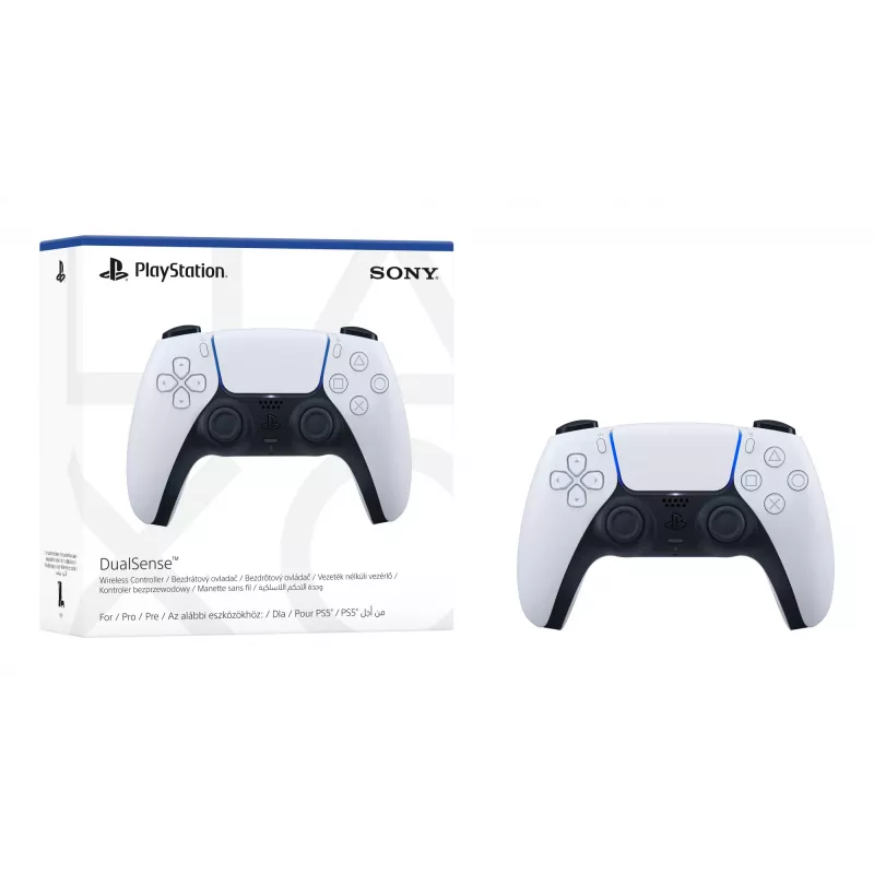 Žaidimų pultas Sony DualSense V2 juodas baltas – belaidis ir laidinis Bluetooth/USB, skirtas PS5, PC, Mac, iOS, Android, 0,28 kg