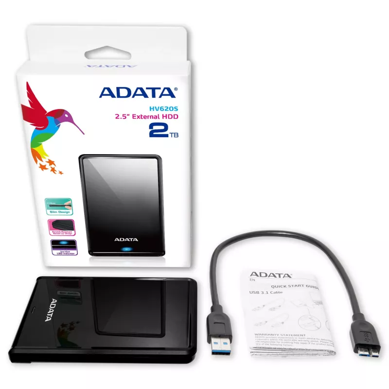 Išorinis kietasis diskas ADATA HV620S 4 TB 2,5 colio Micro-USB B 2.0/3.2 Gen 1 (3.1 Gen 1) Juodas