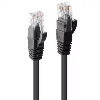 Tinklo kabelis Lindy 1m Cat.6 RJ-45 U/UTP Juodas