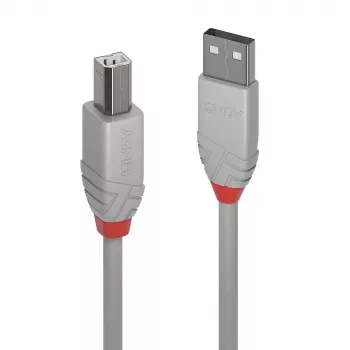 Lindy 2m USB 2.0 Type A–B laidas, Anthra Line, pilkas