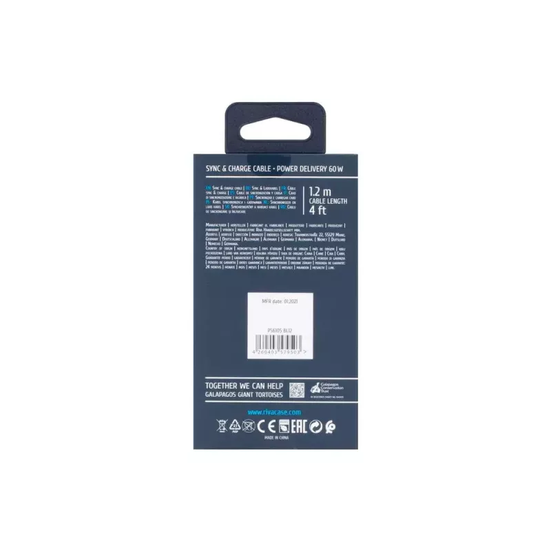 USB laidas Rivacase PS6105 BL12 USB 2.0 1,2 m USB-C mėlynas