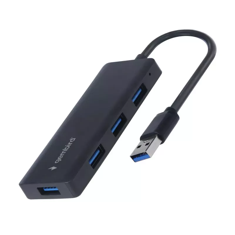 USB stotelė nešiojamam kompiuteriui Gembird UHB-U3P4-03 USB 3.2 Gen 1 Type-A, 5 Gbit/s, juoda