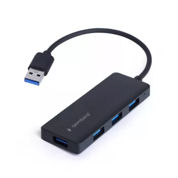 USB stotelė nešiojamam kompiuteriui Gembird UHB-U3P4-03 USB 3.2 Gen 1 Type-A, 5 Gbit/s, juoda