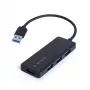 USB stotelė nešiojamam kompiuteriui Gembird UHB-U3P4-03 USB 3.2 Gen 1 Type-A, 5 Gbit/s, juoda