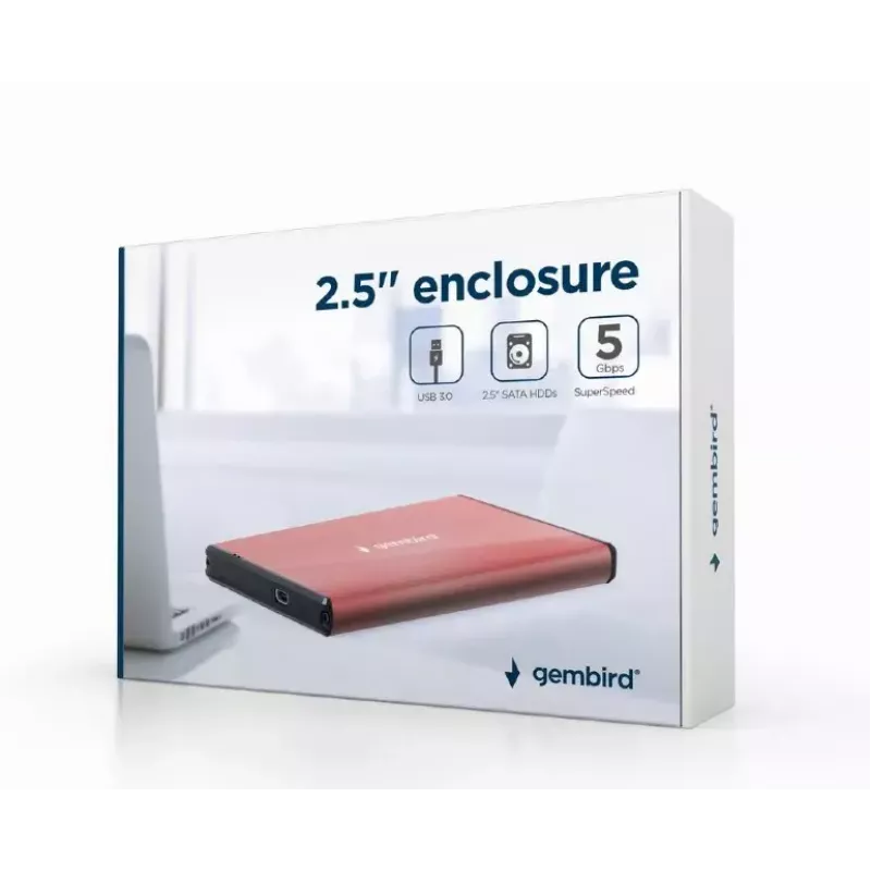Dėklas HDD Gembird EE2-U3S-3-P 2,5 colio SATA diskams, vieno lizdo, 5 Gbit/s, rožinis