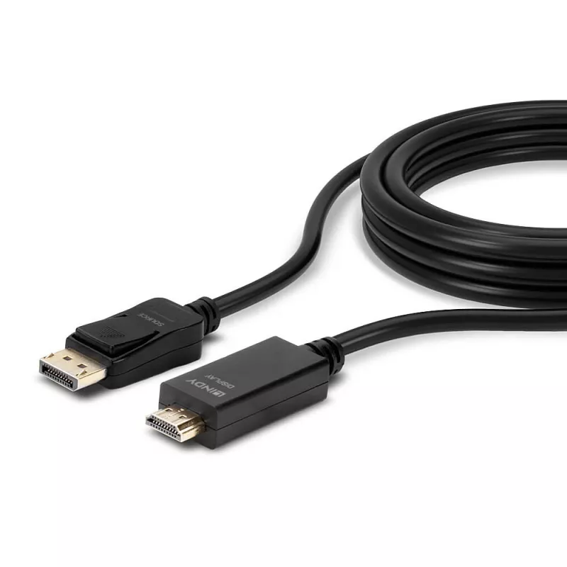 Lindy 3m DisplayPort į HDMI 10.2G laidas