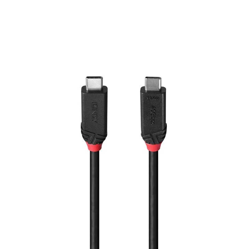 Lindy 0,5 m USB4 240W USB C laidas, Black Line