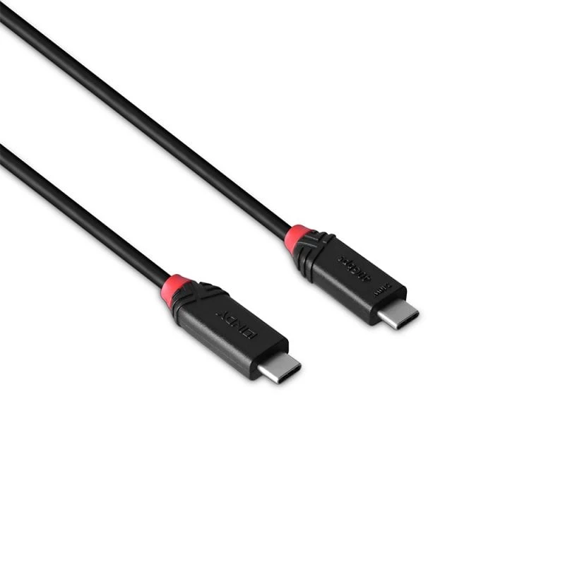 Lindy 0,5 m USB4 240W USB C laidas, Black Line