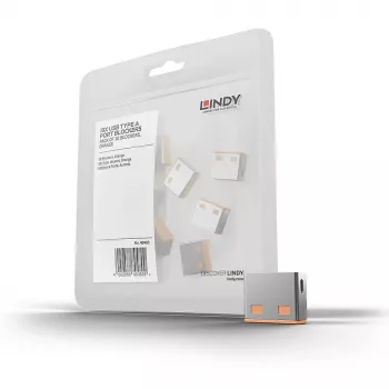 Lindy USB prievadų blokavimo įtaisai (be rakto) – 10 vnt. komplektas, oranžinė spalva