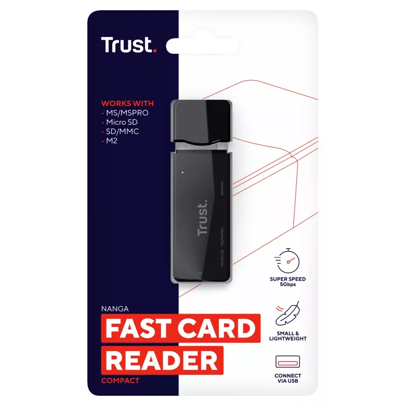 Trust NANGA kortelių skaitytuvas USB 3.2 Gen 1 Type-A juodas