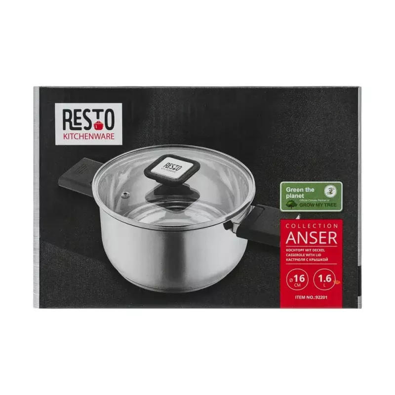 Puodas Kitchenware Resto Anser 1,6 L juodas nerūdijantis plienas