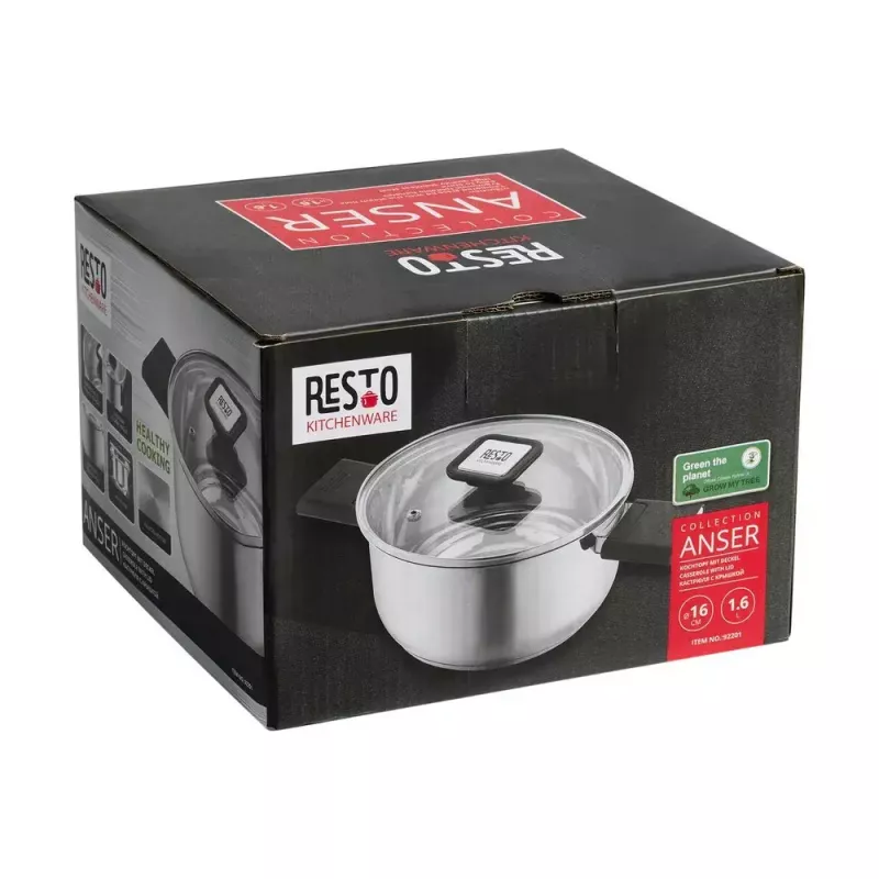 Puodas Kitchenware Resto Anser 1,6 L juodas nerūdijantis plienas