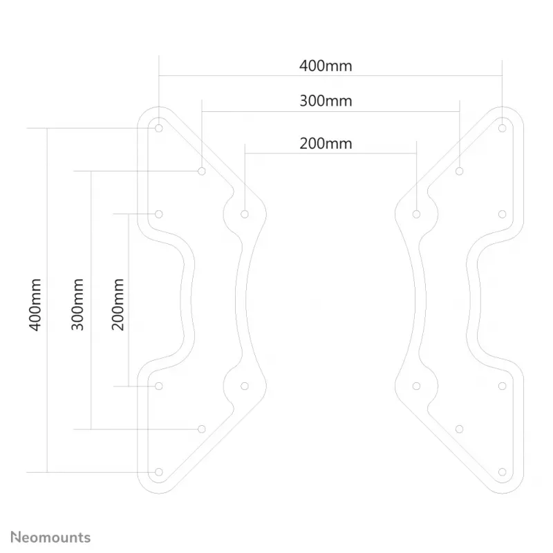NEWSTAR VESA adapterio plokštė nuo VESA 200x200 iki 400x200, 400x400 - juoda