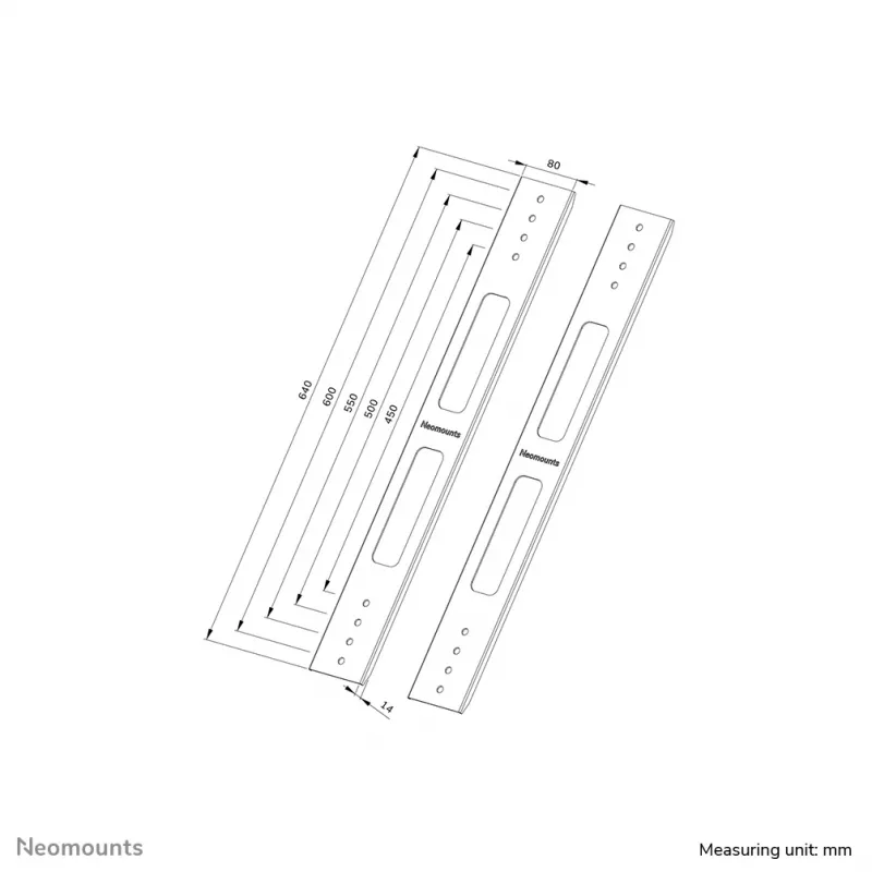 Prailginimo rinkinys Neomounts AWL-250BL16 VESA 400x600 640mm aukštis