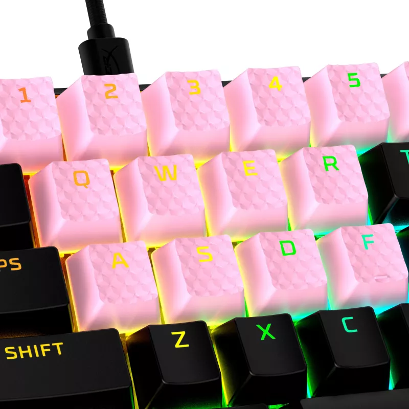 HiperX guminiai klavišų dangteliai žaidimams, rožiniai, US tarptautinis išdėstymas, skirti HyperX ir Cherry MX stiliaus jungikliams