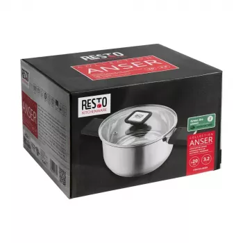 Resto Kitchenware Anser 3,2 L apvalus juodas nerūdijančio plieno puodas
